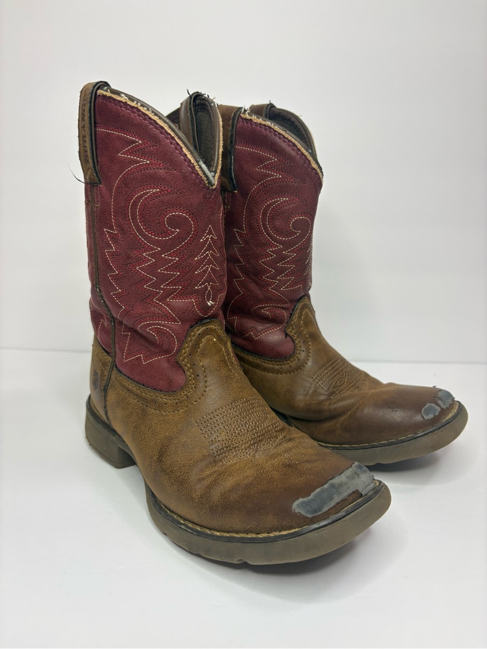 Durango Kids Western Cowboy Boots Size 13M Briar Brown Brick Red Farm Riding